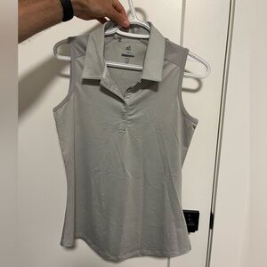 Adidas Gray Sleeveless Fitted Polo Golf Top